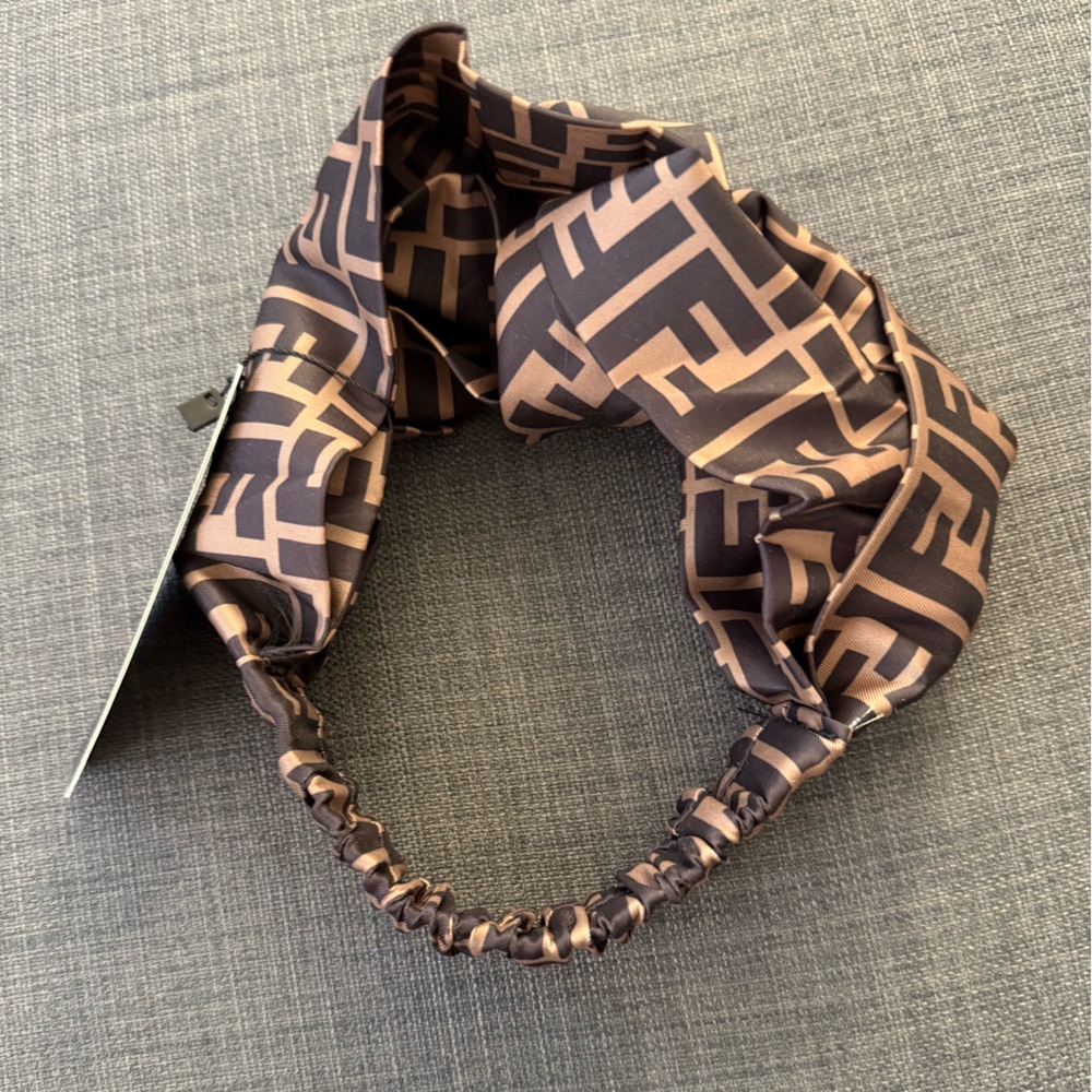 Fendi Beige and Brown Logo Hairband